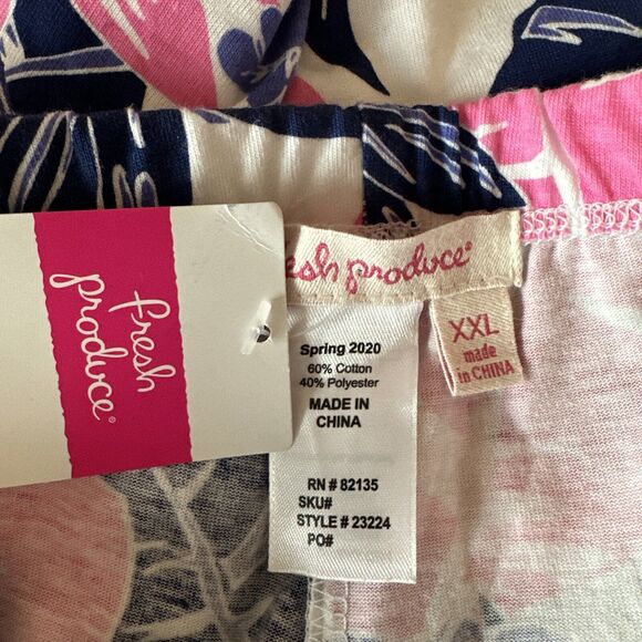 Fresh Produce Tropical Floral Capri Crop Pants Size XXL Knit Pull On Casual - Picture 5 of 5